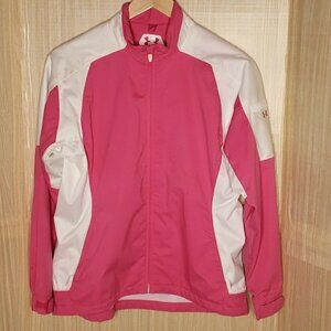Under Armour Golf Womens Pink White Full Zip Jacket medium
